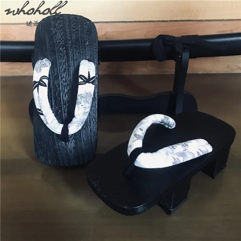 WHOHOLL Geta-Chanclas de verano para hombre y mujer, zuecos para parejas, zapatillas japonesas de madera para interiores, zapatos de disfraces