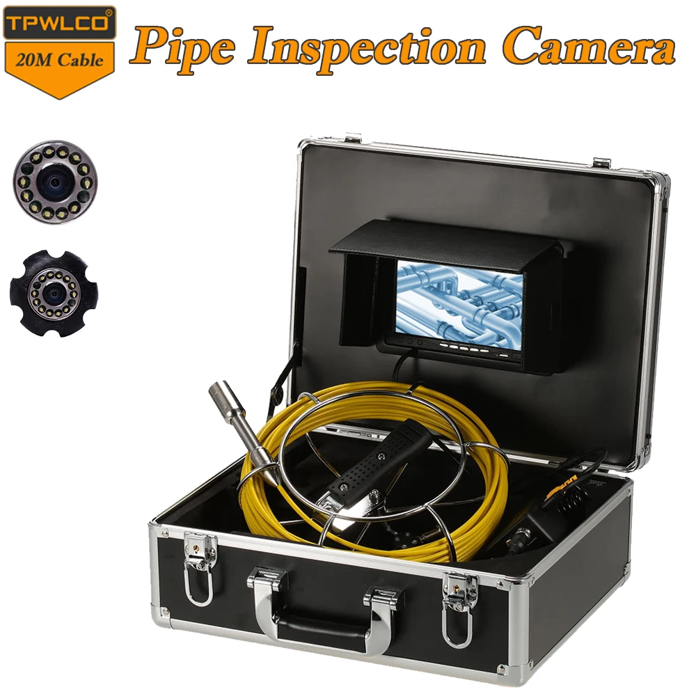 

2023 New 7inch 23mm 1000TVL 20m Cable Drain Industrial Endoscope Pipe Sewer Inspection Video Camera System with DVR Function