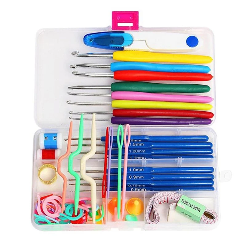 

53pcs Knitting Tools Crochet Hooks Set Big Size Soft Handle Crochet Needles Yarn Weave Knitting Needles Set With Bag