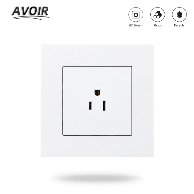 Atlectric American Japan Power Socket PC Plastic Panel Socket 15A USA Japan Standard Outlet Plug 86mm*86mm