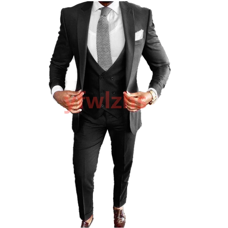 

Handsome One Button Groomsmen Peak Lapel Groom Tuxedos Men Suits Wedding/Prom Best Blazer ( Jacket+Pants+Vest+Tie) B375