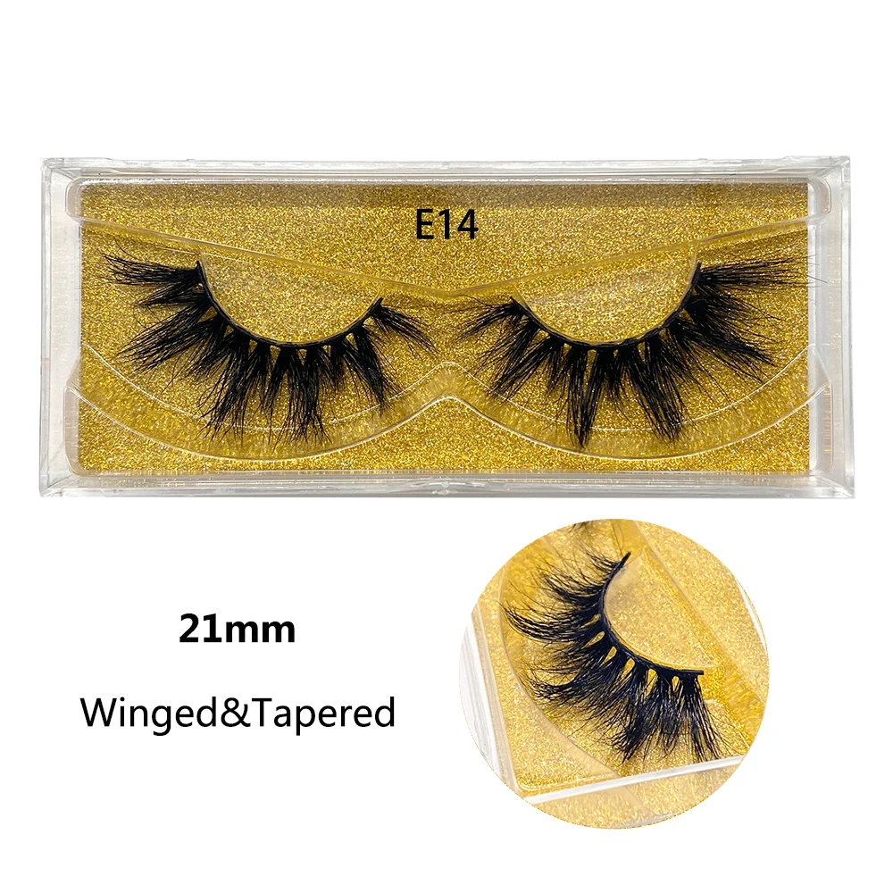 5D Handmade ไซบีเรีย Mink Eyelashes จีน E14ธรรมชาติ Fluffy Curl 21มม.Embellish Eye ขยาย Cross Section งานแต่งงาน