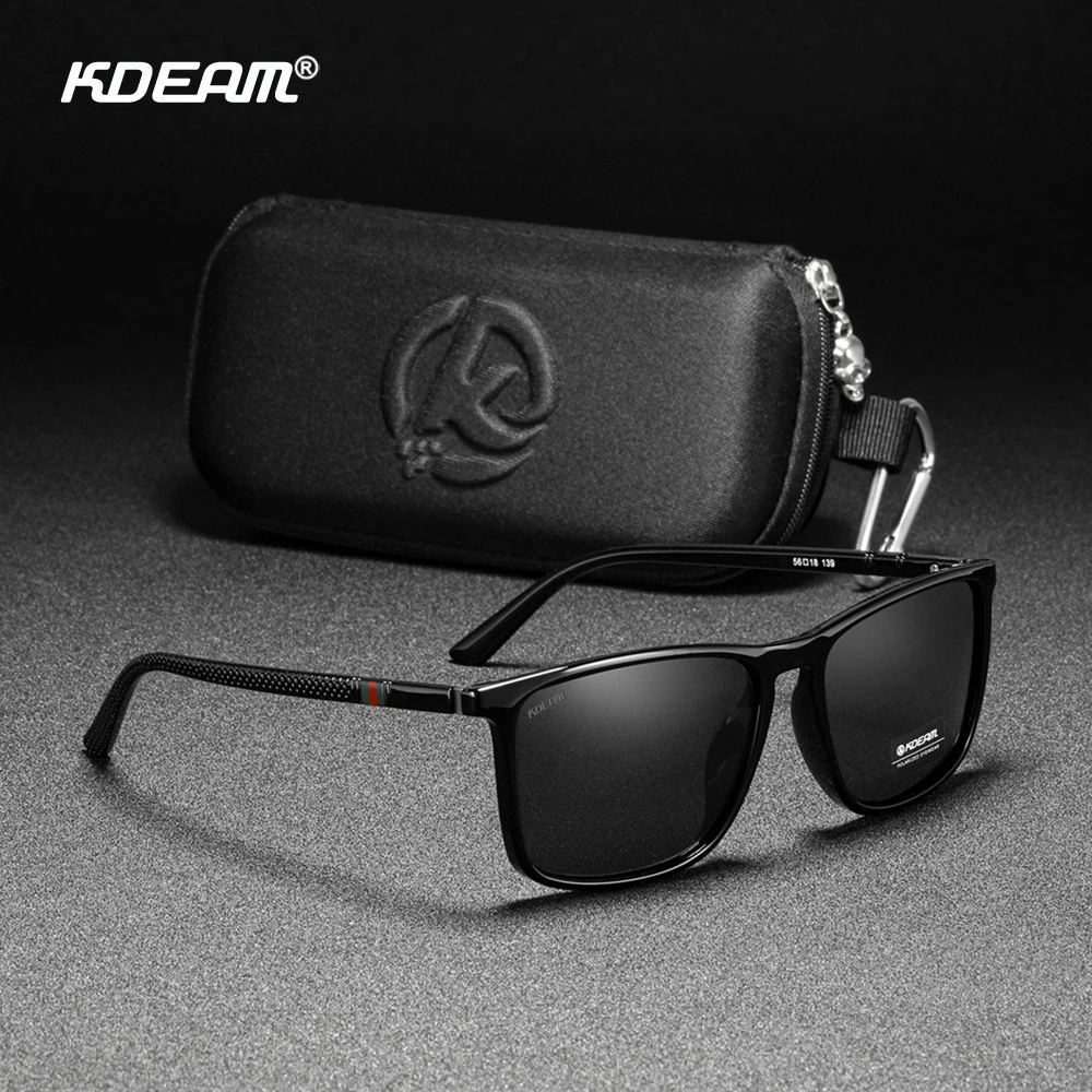 

KDEAM Square Sunglasses for Men Polarized Retro Classic Stylish Shades Ultra Light Weight Driving Glasses With Free Zip Case