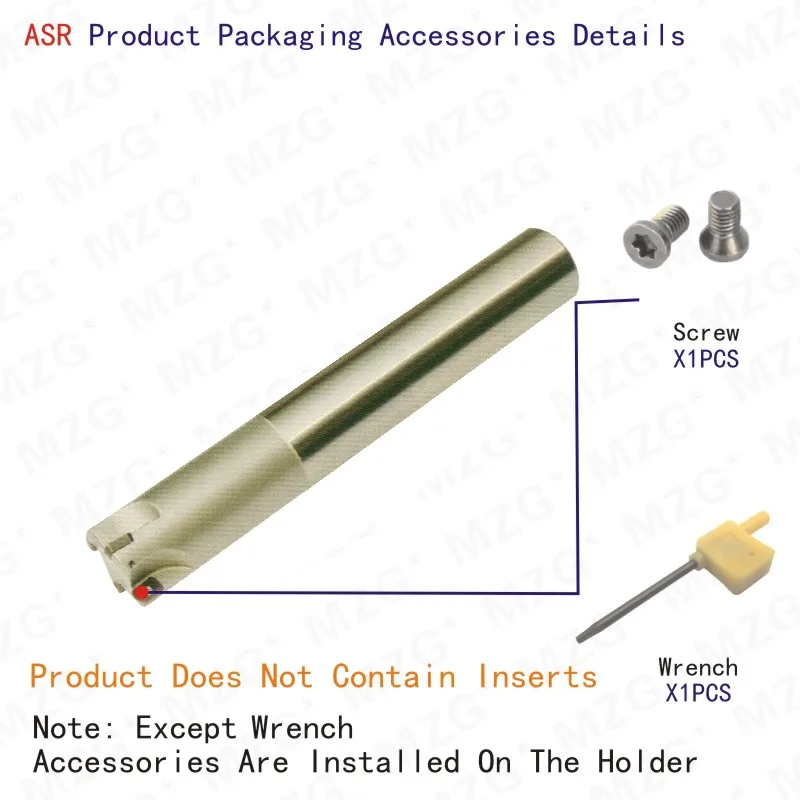 Imagem -05 - Mosask-asr Adaptador Cnc Cimentado Lâmina de Carboneto Ferramenta Cnc Alta Alimentação Corte Rápido Fresa Final Asr06 16 20 25 mm