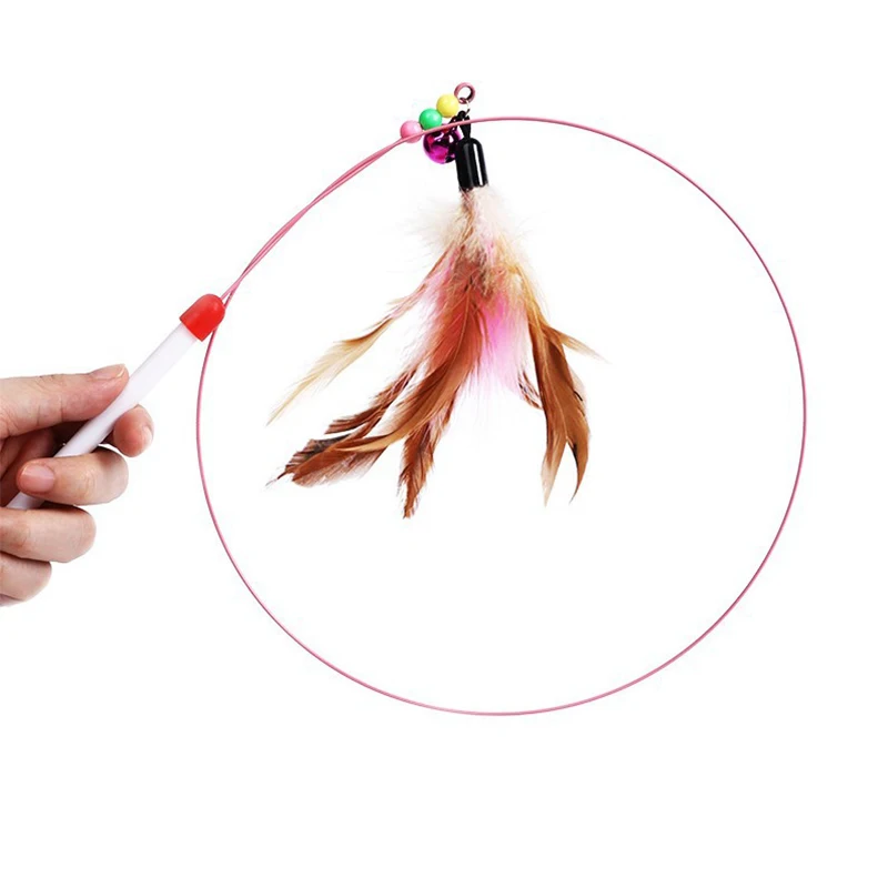 90cm Cat Toys Cat Teaser Wire Fish Funny Cat Rod Fishing Cat Rod  Feather Bell Funny Cat Stick Pet Interactive Replaceable head