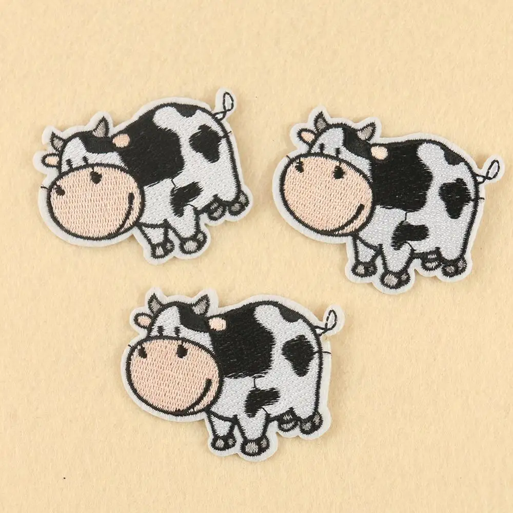 2/5pc Cute Farm Milk Cows Patch Cartoon Animal Embroidery For Backpack Clothes Clothing Costume Bag Hat Diy Decor Applique Badge