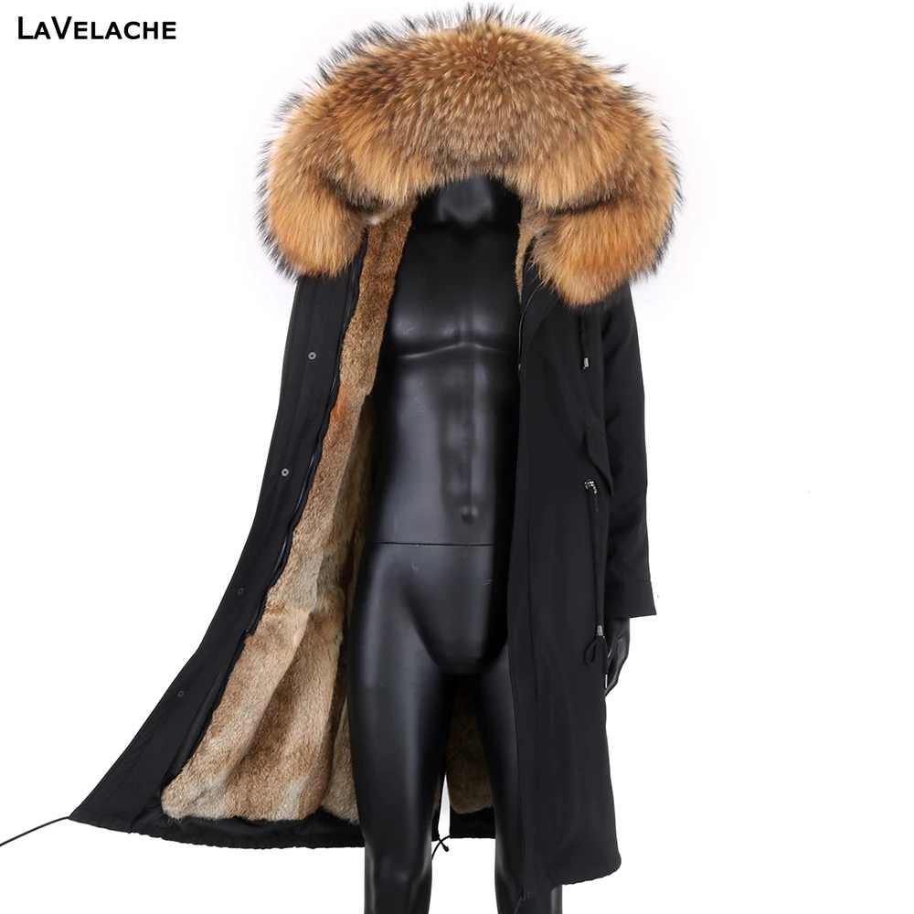 

LaVelache Waterproof Winter Coat Men Extra Long Parkas Real Rabbit Fur Liner Natural Raccoon Fur Collar Hood Thick Warm Jacket