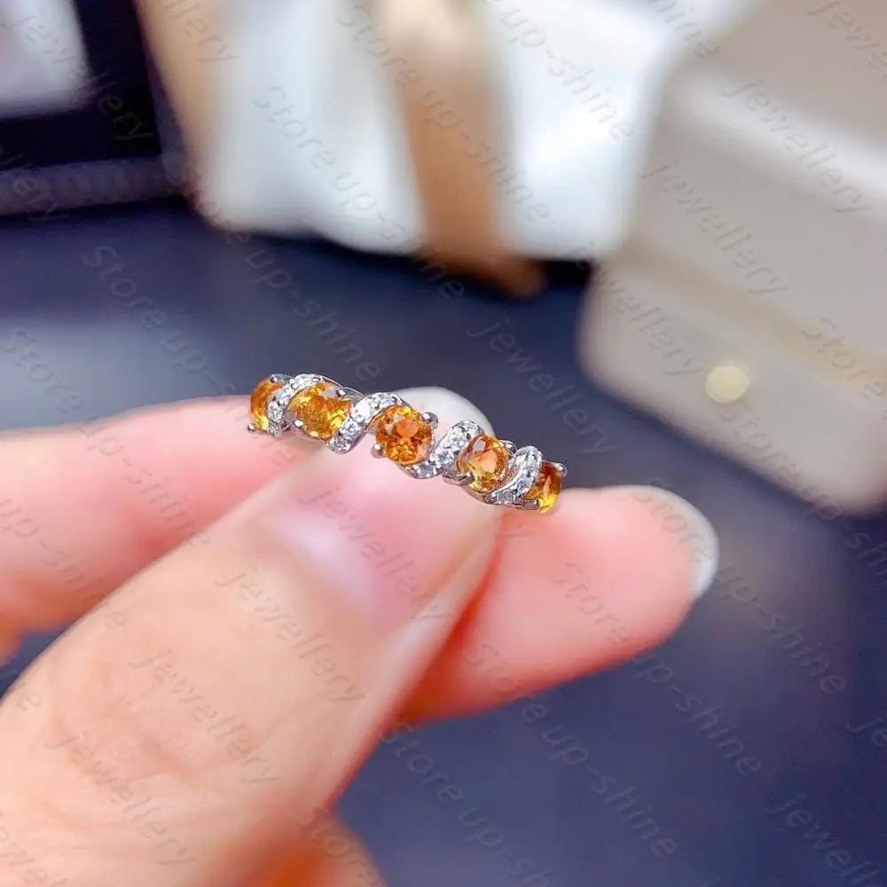 Hot sale style natural citrine ring 925 silver women's ring engagement ring shiny atmosphere style