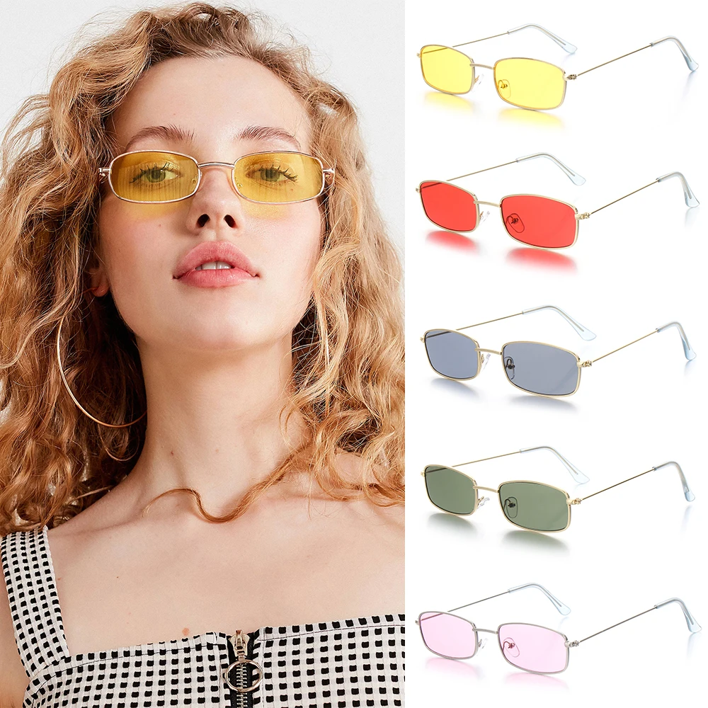 1PC Unisex Small Retro Sunglasses Trend Colorful Metal Frame Clear Lens Sun Glasses Vintage Steampunk Shades Summer Goggles