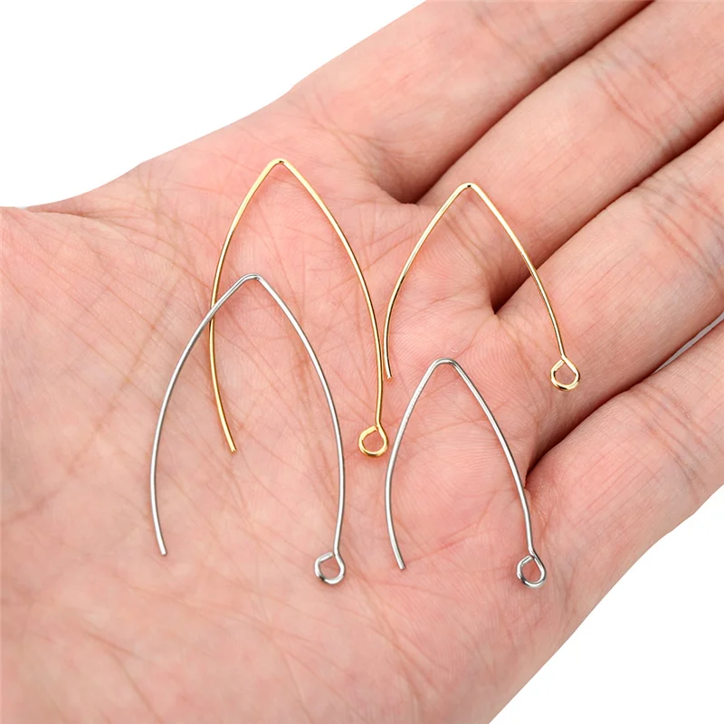 20pcs Stainless Stee V Shape Earring Hooks lot Hypoallergenic  Anti Allergy Earrings Clasp Wire For Diy Jewelry Making Supplies