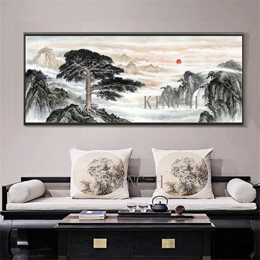 traditional Chinese painting  Chinese Style Mountain and River Painting Hall for Office Home Living Room Decor  Picture