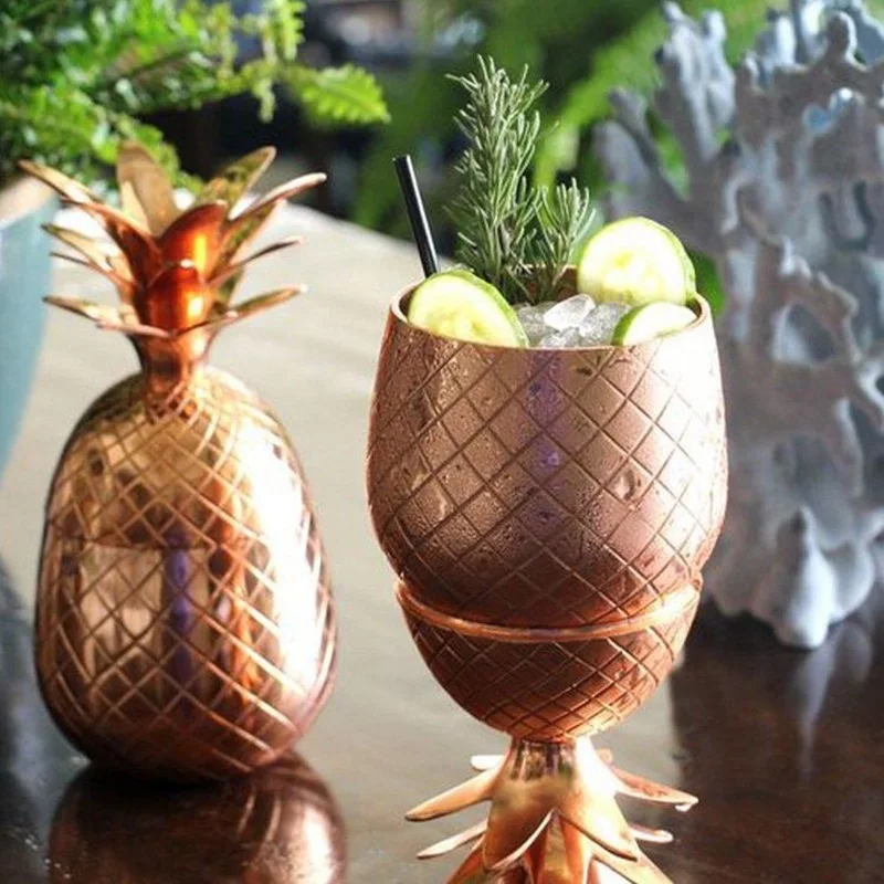 304 Stainless Steel Pineapple Glass Cocktail Glass Wine Set Creative Style Special Wine Glass Metal Wine Glass