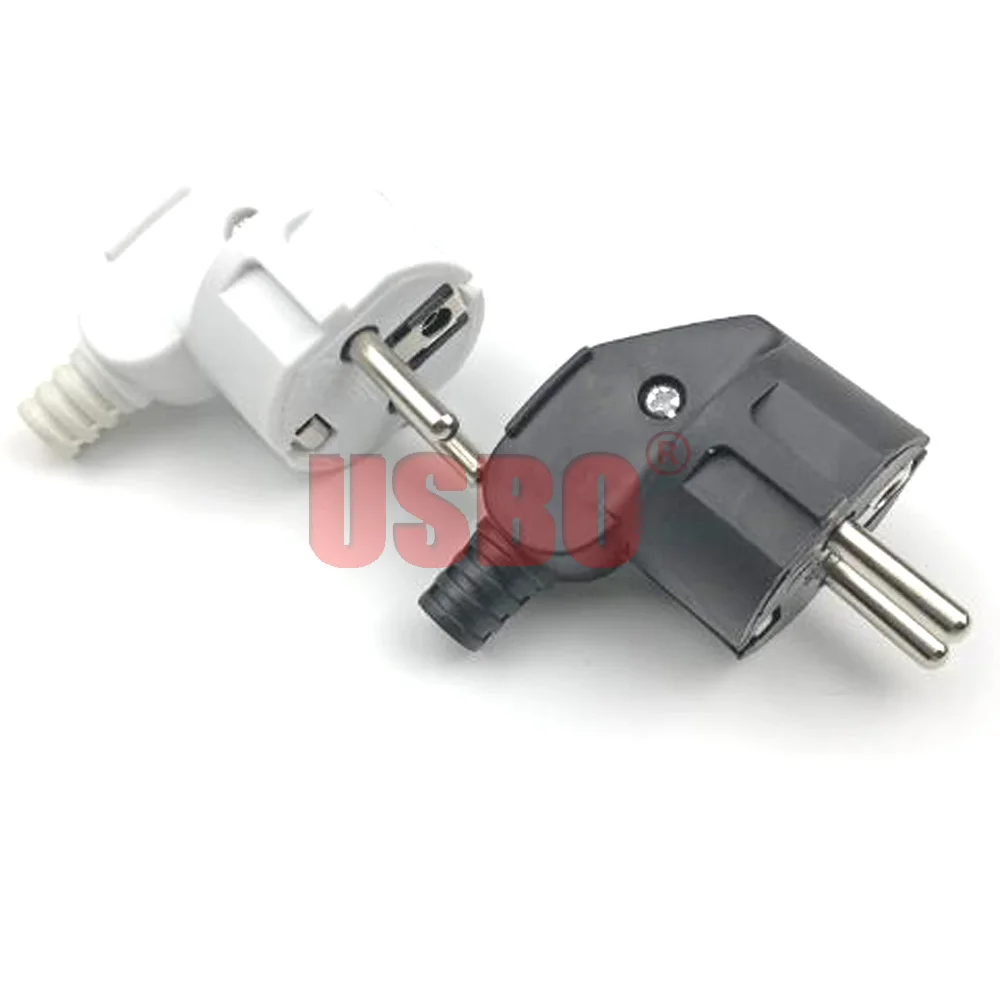 Elbow Black White 250V 16A PVC Copper EU German France Netherlands Swiss Italy Russia 4.8mm pin detachable wiring power plug