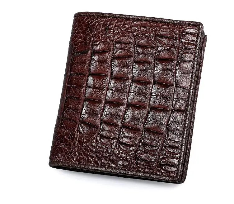 100% real genuine crocodile back skin short men wallet bank card holder case with genuine cow lining allgator leather purse