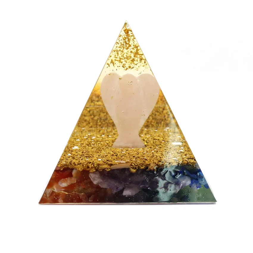 XSM Reiki Orgonite Energy Orgon Pyramid Natural Stone Crystal Guardian Angel Healing 7 Chakra Resin Craft Jewelry