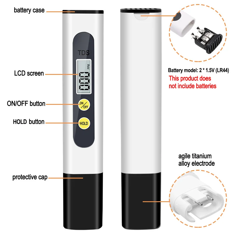 Probador de medidor Digital TDS, pluma portátil 0,01, filtro de alta precisión, medición de calidad del agua, herramienta de prueba de pureza para piscina de acuario