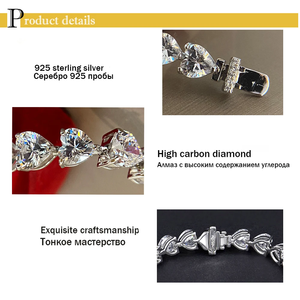 Luomansi 100% 925 Sterling Silver Bracelet Nurture Moissanite Gemstone Bracelet Wedding Party Diamond High Jewelry