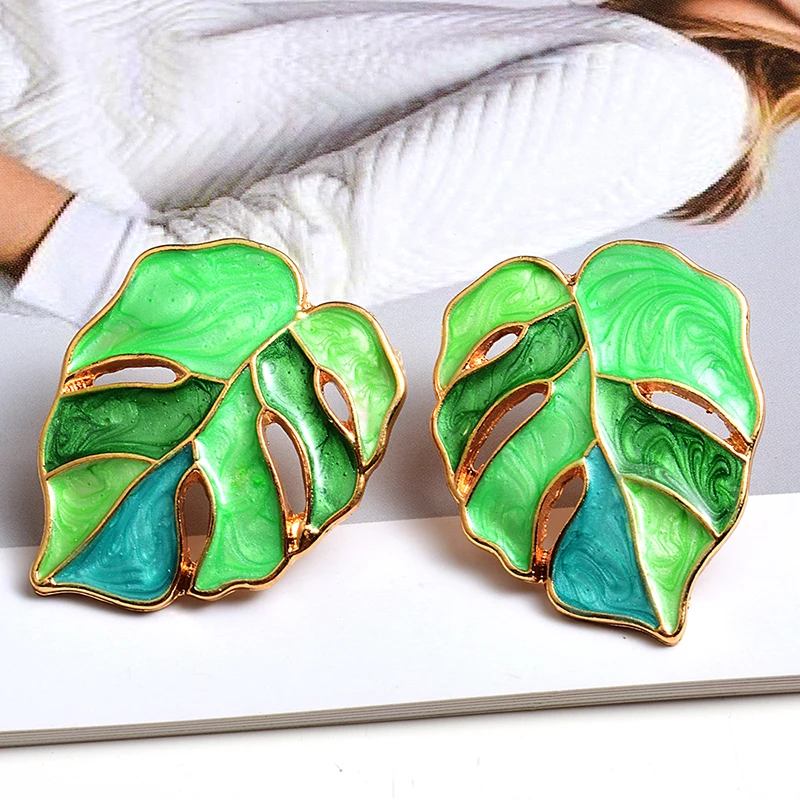 

New Leaf Earring Wholesale Metal Oiled Drop Earrings Fine Jewelry Fashion Trend Accessories For Women