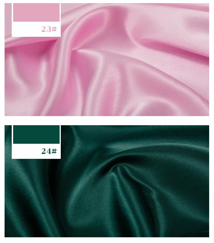 Imitierter Seidensatin-Stoff auf dem Hof, Futterstoffmaterial zum Nähen von Kleidern, Vorhängen, einfarbig, Schwarz, Weiß, Blau, Gold, Grün – Detail 17
