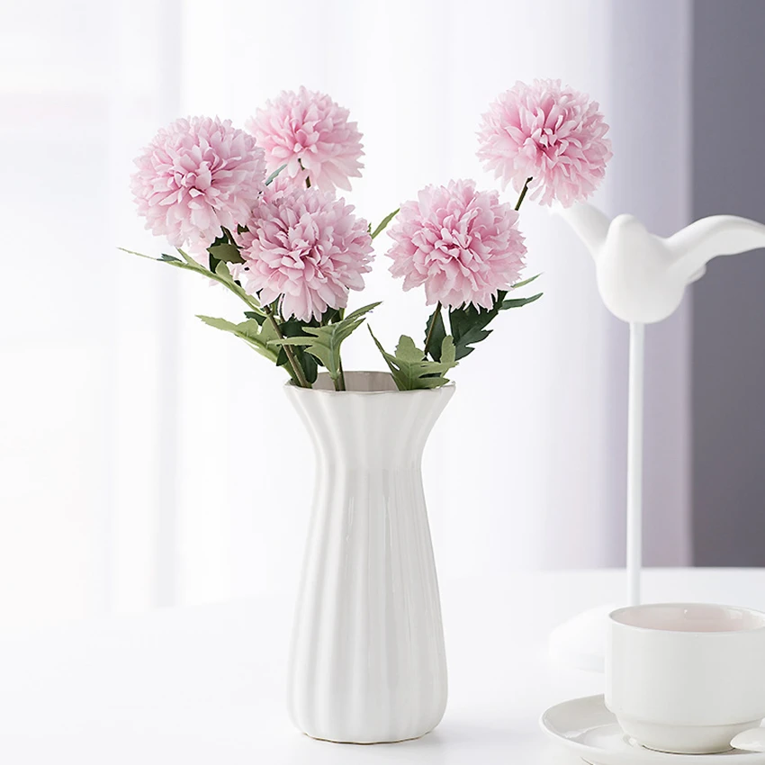 2 Heads 1 Bunch Artificial Flower Silk Ball Chrysanthemum Home Wedding Decoration Diy Christmas Gift Living Room Fake Plants