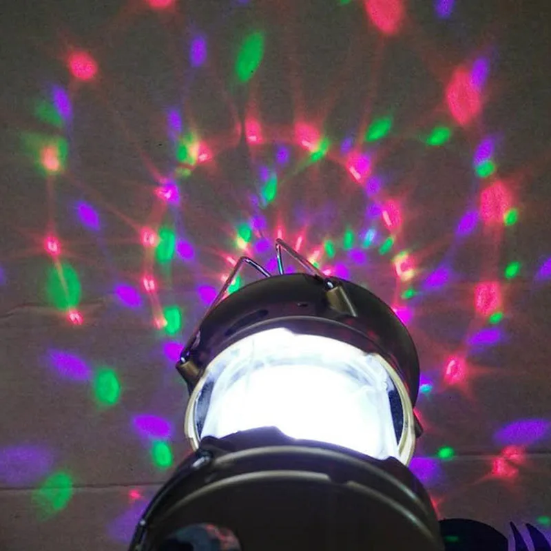 3-in-1 Portable Rechargeable Stage Light Flashlight Flame Effect Lamp Tent Lights Camping Outdoor Hiking Disco Party Light
