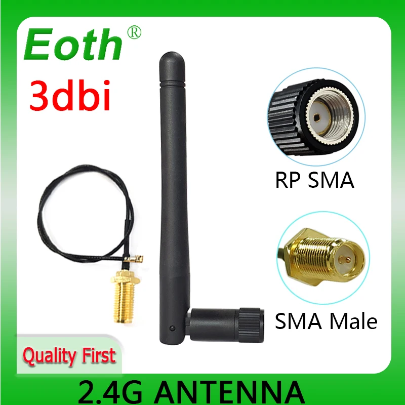 

2.4GHz antenna wifi RP-SMA Male Connector 3dBi Wi fi 2.4G Antena + IPX to RP-SMA Jack Male Extension Cord Pigtail Cable