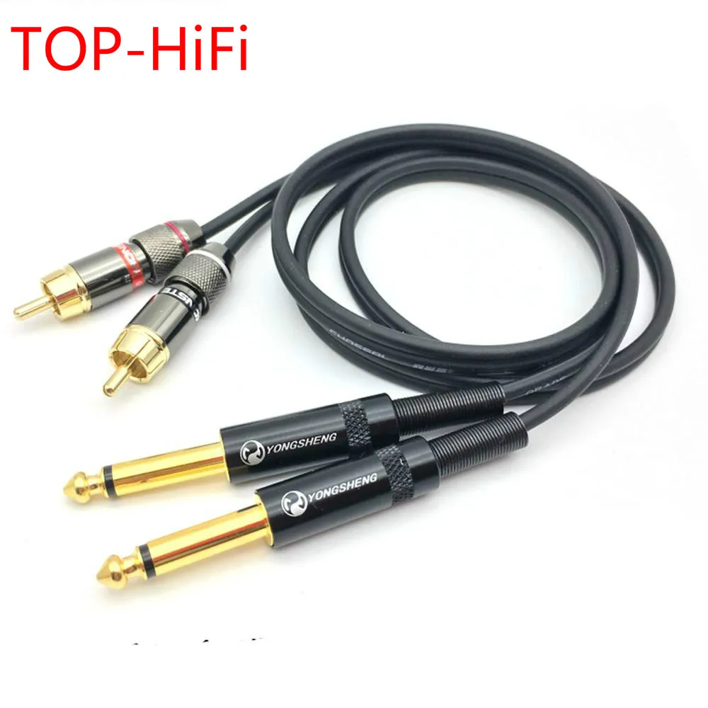 

TOP-HiFi Pair 1/4 6.35mm Mono Male to RCA MaleAudio Cable Adapter Cable RCA OFC Connector Cable