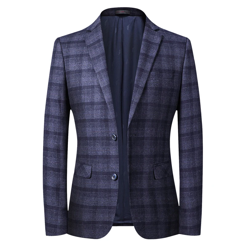 

Fashion Blazers Mens Autumn Pland Business Male Casual Grid Suit Jackets High Quality Brand Men Formal Blazer Coat