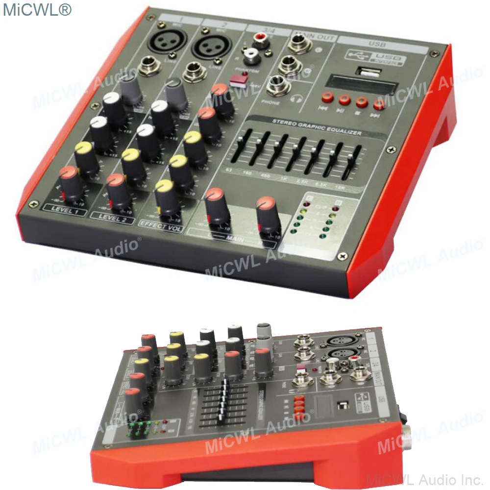 MG6 6 قناة MG4 4 قناة بلوتوث المحمولة الصوت خلاط DJ الصوت خلط وحدة التحكم MP3 7 الفرقة التعادل للمرحلة كاريوكي