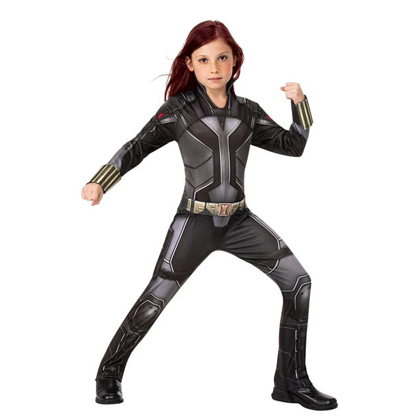 Black Widow Superhero Dress Girl Halloween Costume for Kid Zentai Jumpsuits Cosplay Anime Carnival Movie Black Widow Disguise