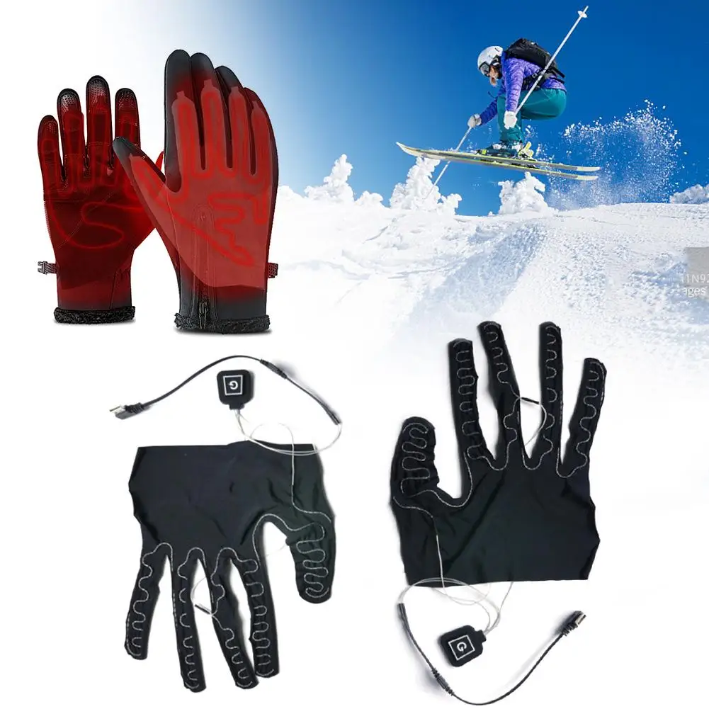 Five-finger Gloves Heating Pads Lithium Battery Powered Three-gear Temperature Adjusting Heating Pad For Cycling Skiing 1pc