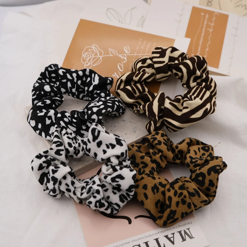 Leopard Print Polka Dot Scrunchies Autumn Winter Hair Ribbons Korean Ins Style Women Hair Ties Wholesale Hair Accessories