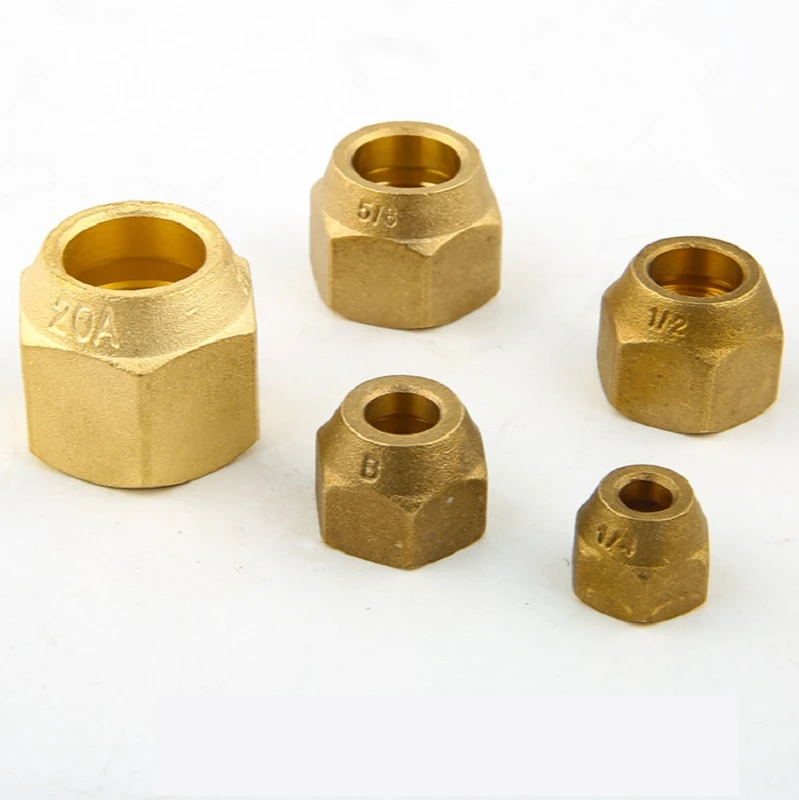 Air Conditioner Copper Nut, Forged Brass Nut Joint, 6.35, 9.52, 12.7, 15.88, 19.05 Inches