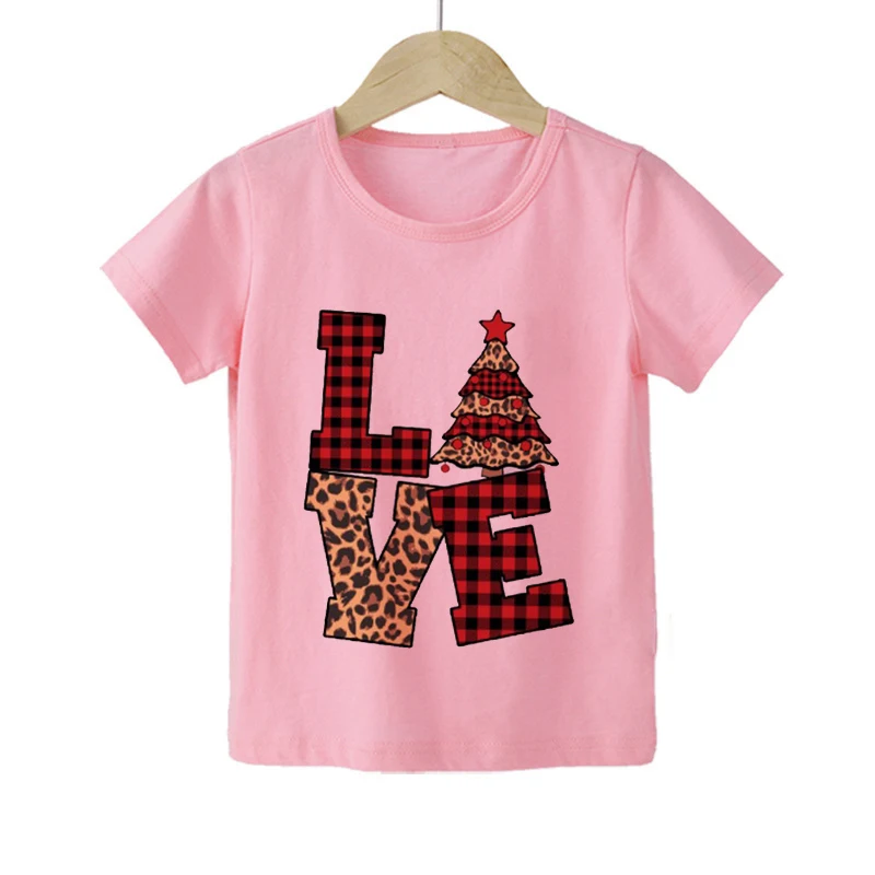 New Cute Deer Merry Christmas Red Kid T-shirts Children Baby Pink Harajuku Kawaii Clothes Boy Girl Tops Gift Present,Drop Ship