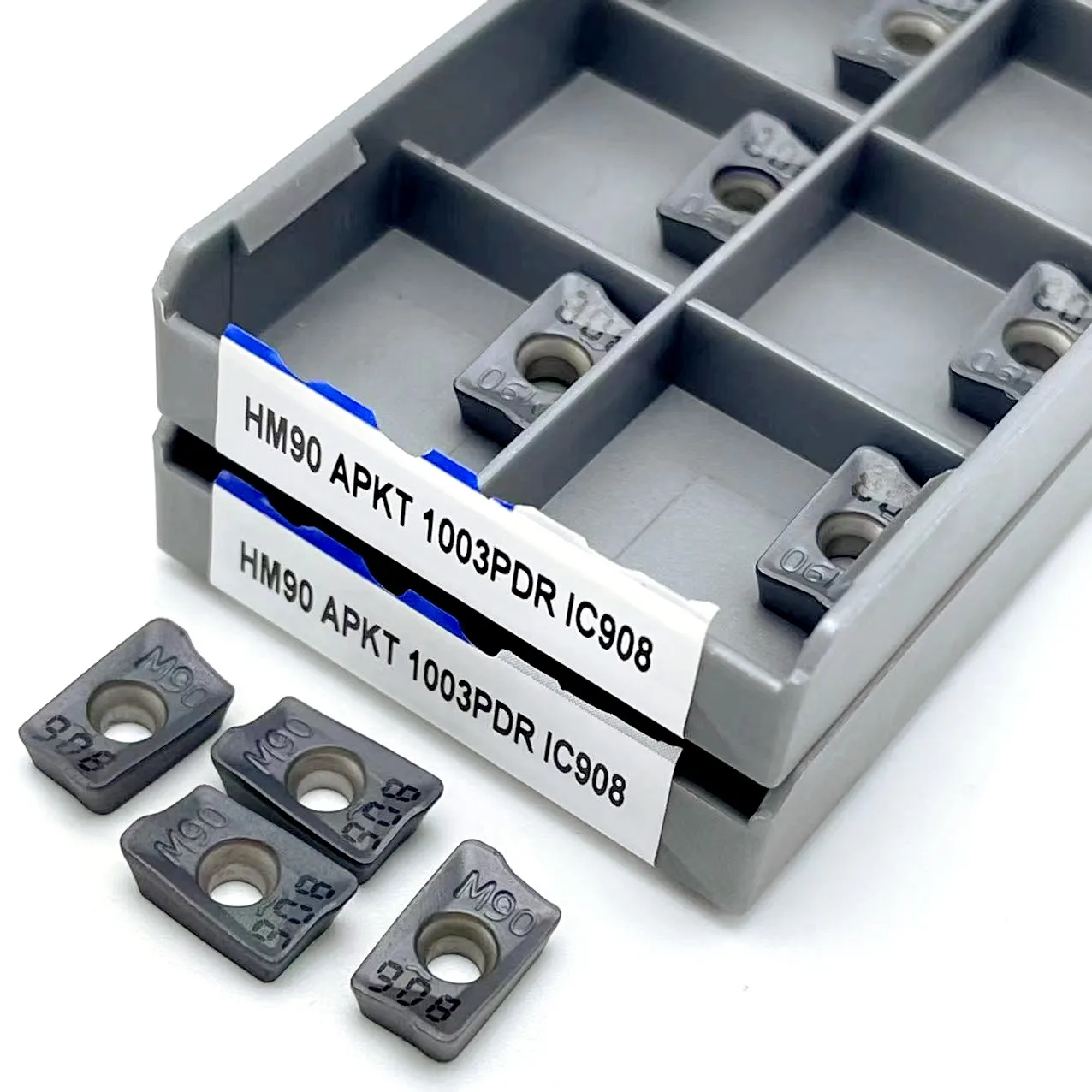 10Pcs Hard Alloy HM90 APKT 1003PDR IC908คาร์ไบด์แทรกภายนอกหมุนเครื่องมือ APKT1003 PDR CNC เครื่องกลึงโลหะเครื่องมือ