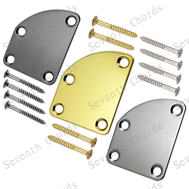 A Set Electric Bass Guitar Neck Plate Unfilled Corner Type Neck Joint Plate Guitar Parts Chrome Black Golden Guitar Accessories