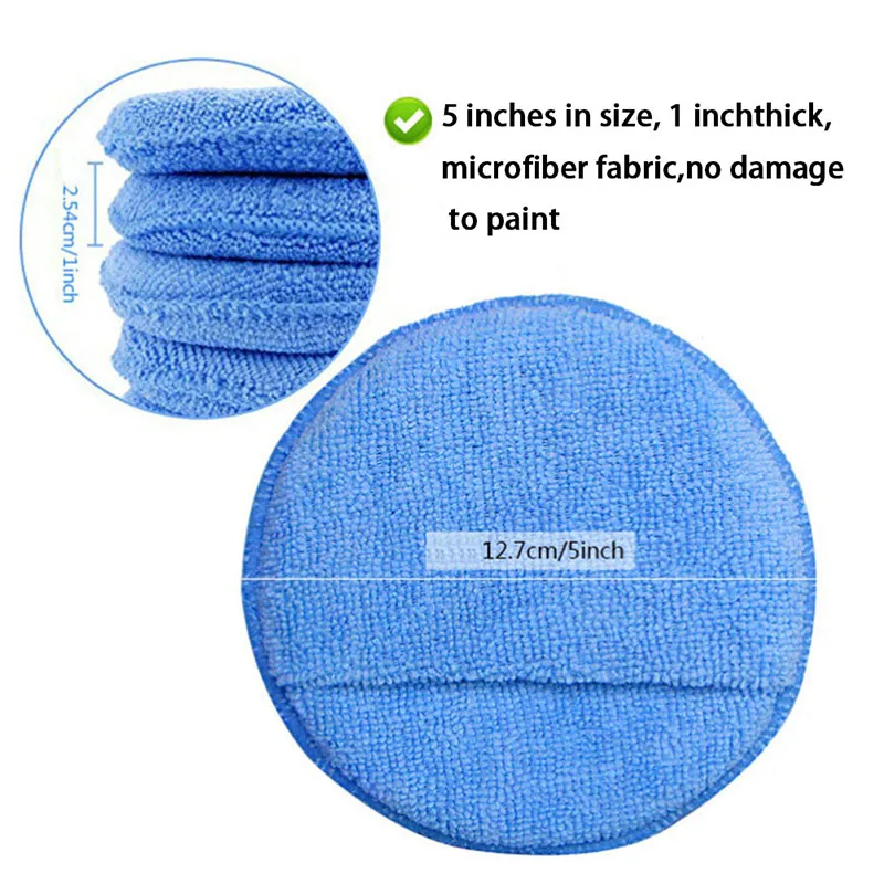 

Microfiber Wax Applicator Pad 5" Diameter Ultra Soft Microfiber With Finger Pocket Polish Car Wax Apply Remover Buff Pads