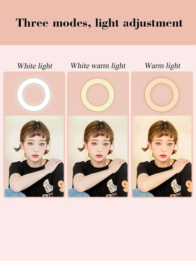 Pode ser escurecido led anel luz fotografia lâmpada selfie com clipe de telefone desktop tripé para sala pó photo studio tiro vídeo ao vivo