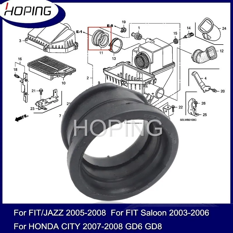 Nadzieję, że filtr powietrza przypadku przepustnicy gumowe złącze dla HONDA FIT JAZZ CITY 2003 2004 2005 2006 2007 2008 GD1 GD3 GD6 GD8 1.3L 1.5L