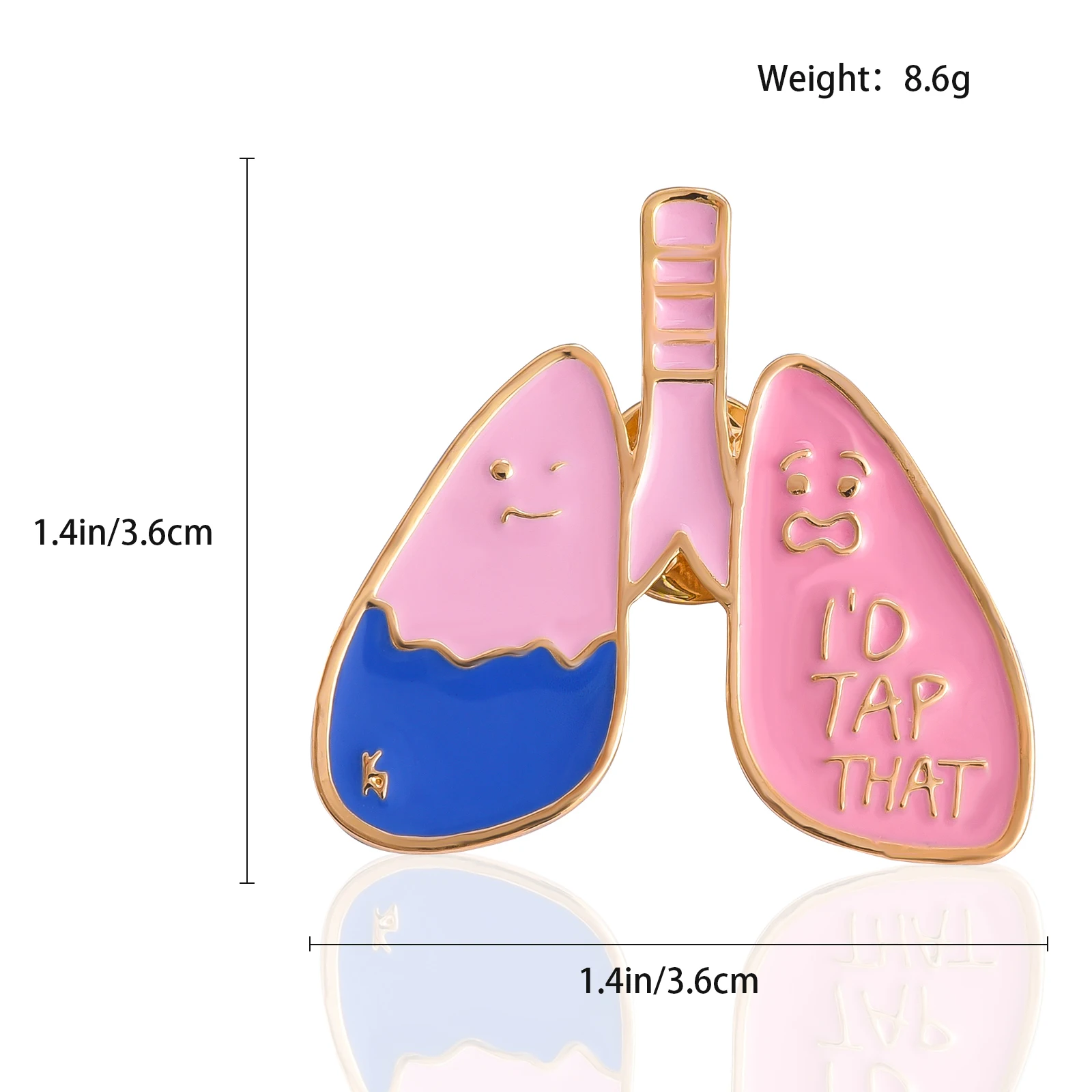 New Lovely Pink Enamel Medical Lung Shape Brooch Pins Nurse Doctor Cartoon Badge Jewelry Anatomy Body Organ Pin for Friend Gift