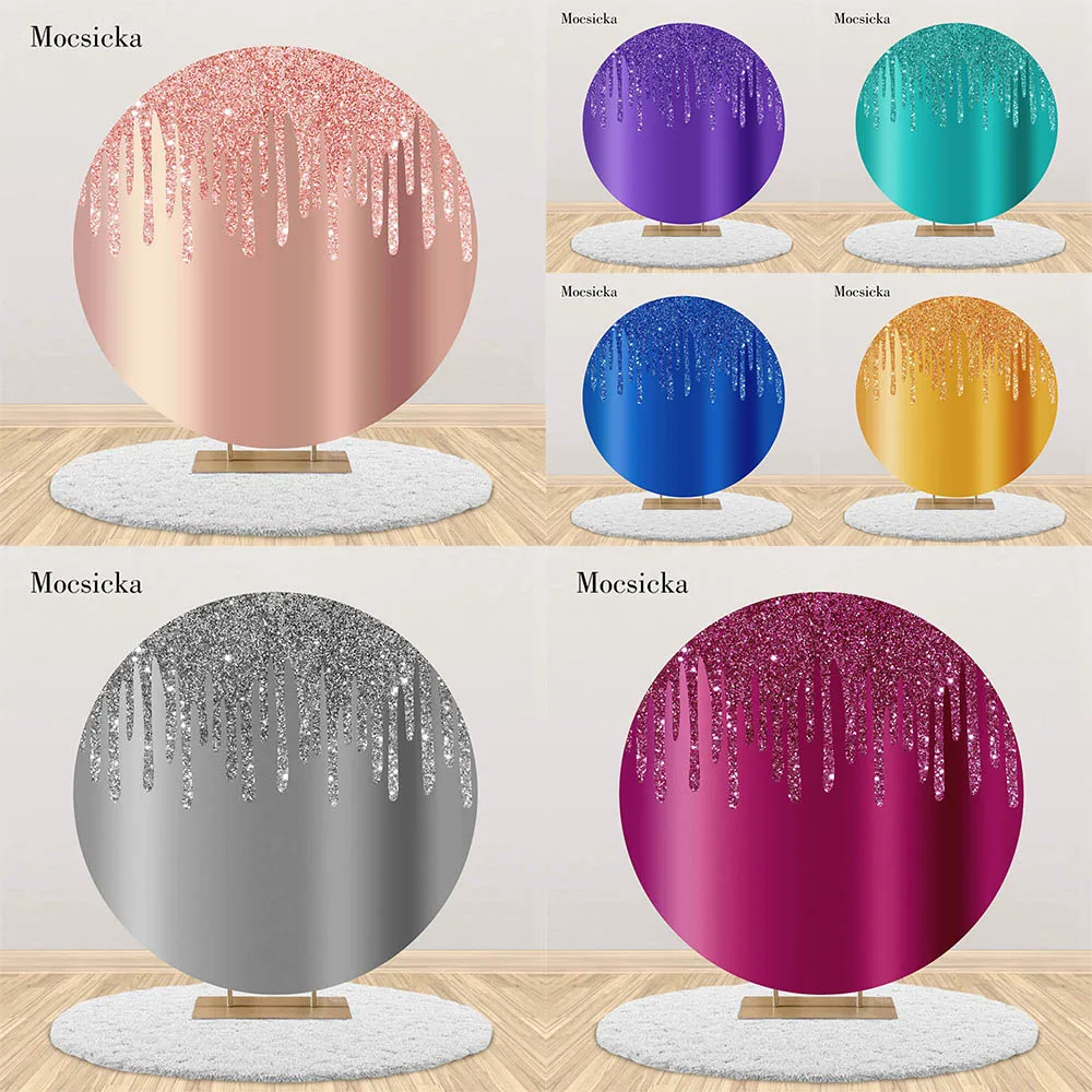 

Mocsicka Solid Color Round Backdrop Cover Woman Birthday Newborn Baptism Baby Shower Photography Background Vinyl Customize Text