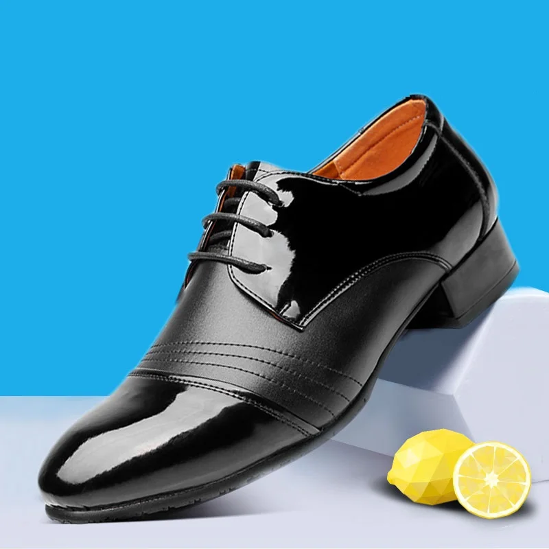 Leather Dance Latin Shoes Men Sports Modern Dance Shoes Male Practice Soft sole Square Ballroom Dance Shoes Man Wedding Shoes