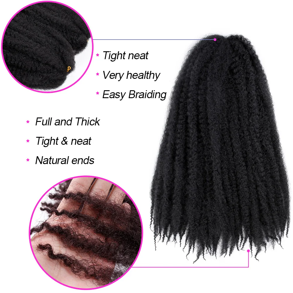 Black Star Synthetic Marley Braiding Hair Afro Kinky Hair 18 Inch Marley Twist Braiding Hair Extensions for Women