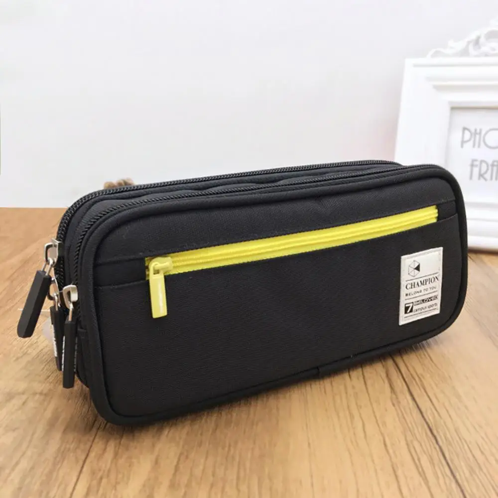 مقلمة متعددة الوظائف مزدوجة طبقة حافظة أقلام رصاص بسحّاب (سوستة) مقلمة القلم حقيبة القرطاسية كيس التخزين المدرسة القرطاسية