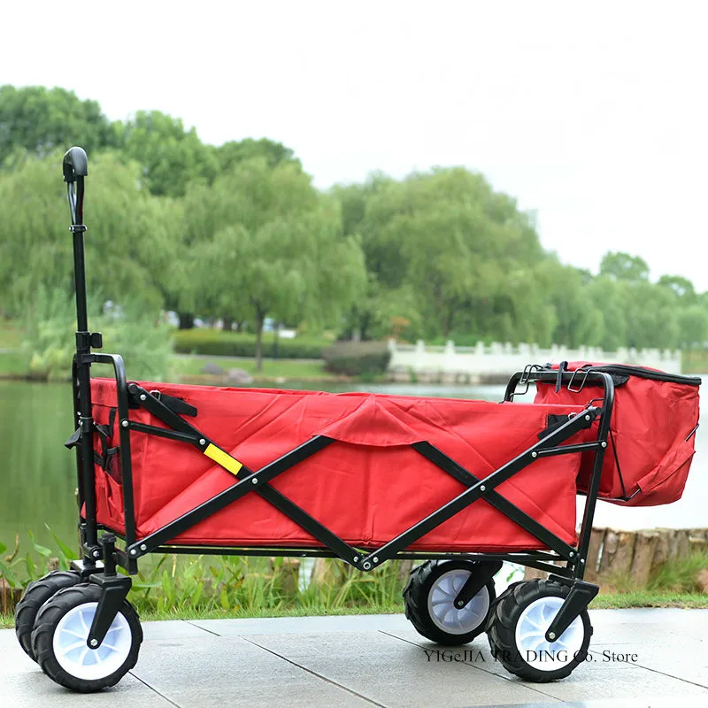 Widen Wheel Portable Trolley, Sturdy Steel Frame Garden/Beach Wagon, Folding Camping Shopping Cart