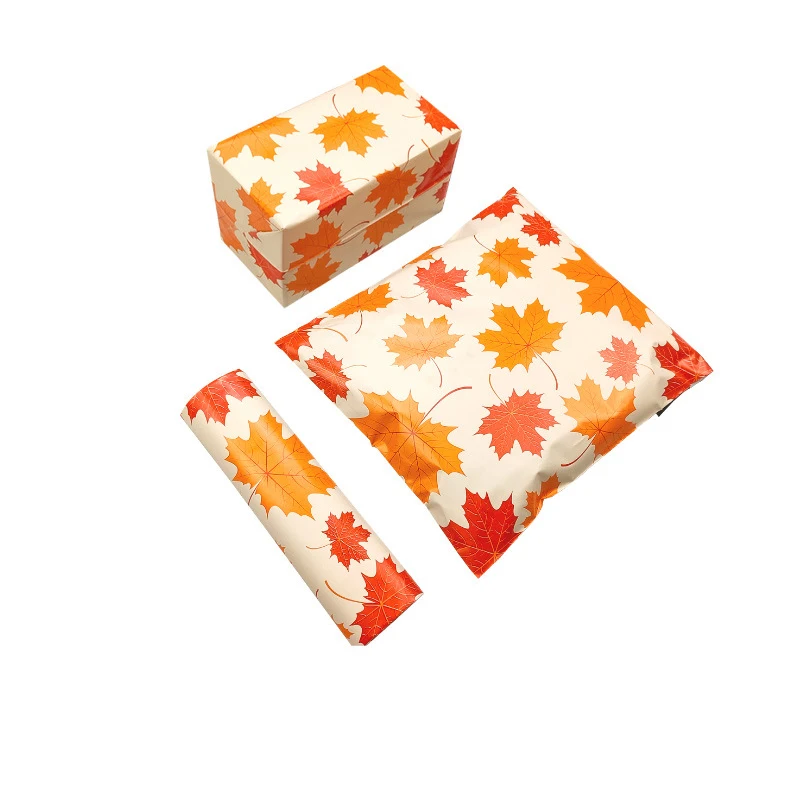 50Pcs/Lot New Poly Mailer Maple Leaf Pattern Courier Bags Self Seal Adhesive Shipping Mailing Bag Plastic Express Envelopes