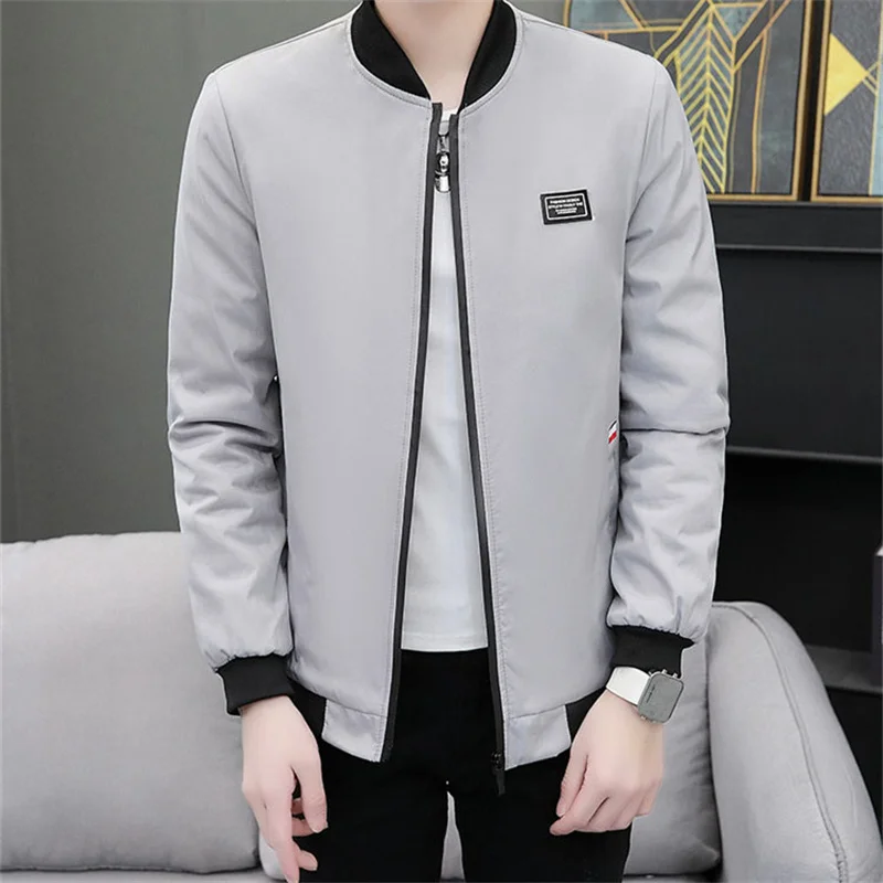 

Stylish Solid Color Baseball Collar And Velvet Jacket Men's New Winter Slim Short Coat Han Edition Without Cap Men's jacket