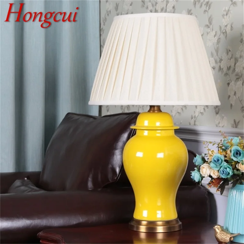 

Hongcui Ceramic Table Light Brass Contemporary Luxury Desk Lamp LED For Home Bedside Bedroom