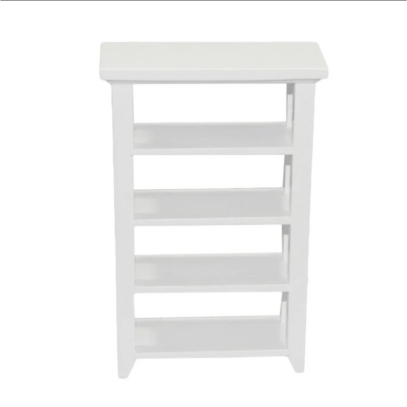 

1/12 Dollhouse Miniature Furniture Wooden White 4 Layer Display Stand Shelf #WL017