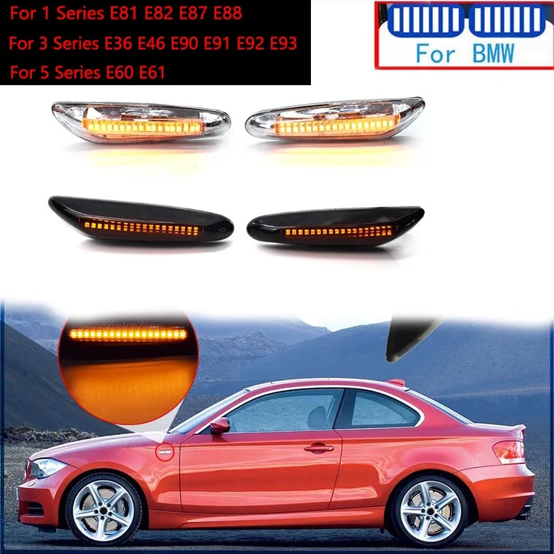 2 Color M For BMW E46 E36 E90 E91 E92 E93 E60 E87 E82 E81 E88 E60 E61 Car Leaf Turn Signal Lamp Flowing Indicator Lights LED